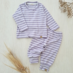 Pijama 2 Piezas Rayado Lila Gamuzado - comprar online