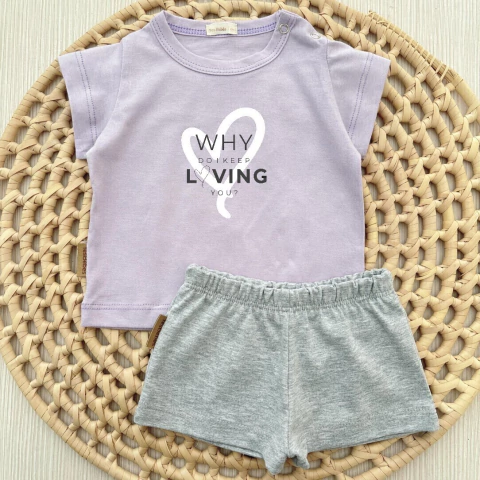 Pijama 2 Piezas Corazón Lila Y Gris - comprar online