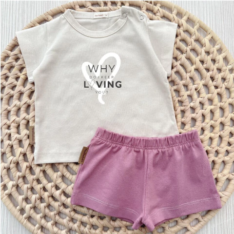 Pijama 2 Piezas Corazón Arena y Uva - comprar online