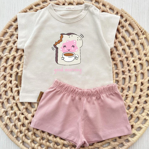 Pijama 2 Piezas Good Morning Arena y Rosa - comprar online