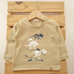 Remera Dino Skeleton Avellana Manga Larga - comprar online