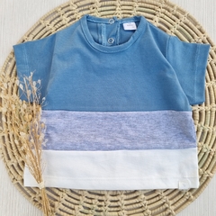 Remera Combinada Azul Aero Manga Corta