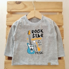 Remera Rock Star Gris Manga Larga - comprar online
