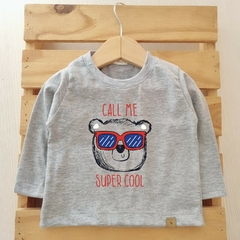 Remera Súper Cool Gris Manga Larga - comprar online