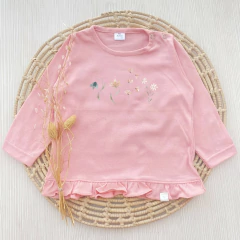 Remera Volados Flores Rosado Manga Larga - comprar online