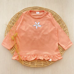 Remera Volados Flor Salmón Manga Larga - comprar online