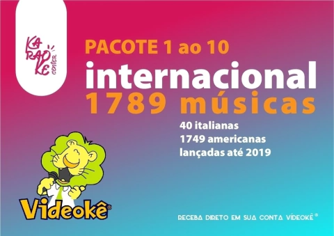 1789 Músicas INTERNACIONAIS- Pacote de músicas Vídeokê Karaokê RAF Eletronics