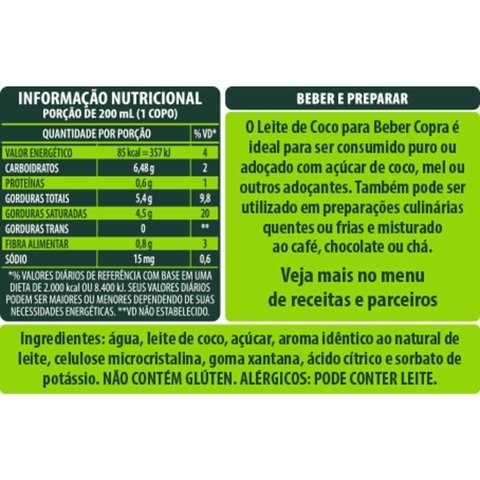 LEITE DE COCO PRONTO P/ BEBER | 900ML | COPRA - comprar online