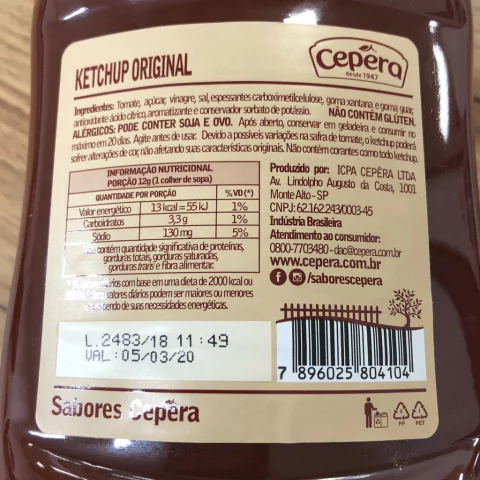 KETCHUP ORIGINAL | 1,01KG | CEPERA - comprar online