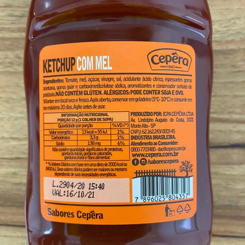 KETCHUP C/ MEL SB | 400G | CEPERA - comprar online