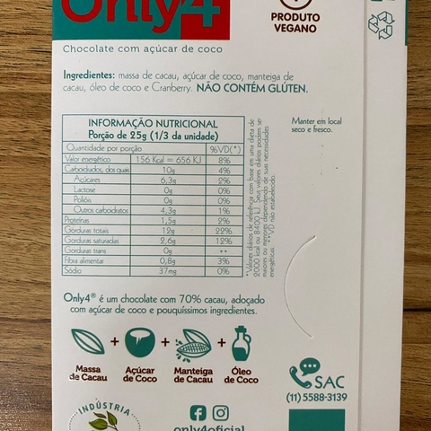 Imagem do CHOCOLATE 70% (SABORES) | 80G | ONLY4