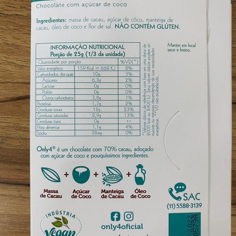 CHOCOLATE 70% (SABORES) | 80G | ONLY4 - comprar online