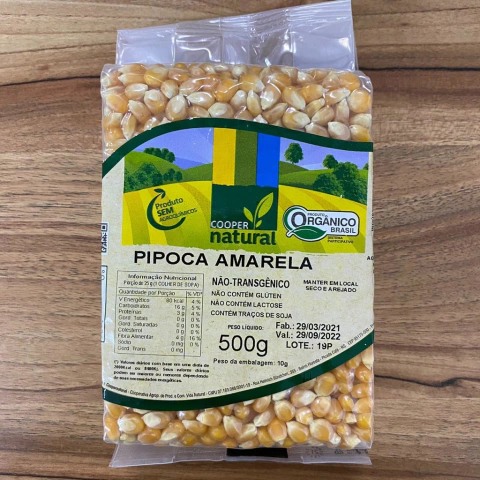 MILHO DE PIPOCA AMARELA ORGÂNICA | 500G | COOPERNATURAL