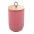 POTICHE DE CERAMICA DECORATIVO COM TAMPA EM BAMBU E PEGADOR DE CORDA LINES ROSA 10X10X15 CM - 2666 - LYOR
