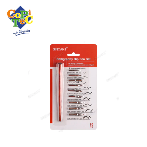 Juego de Pluma de Caligrafía con 9 Plumillas y Mango de Madera