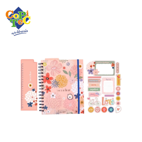 CUADERNO IBI LOVE IS IN THE AIR 150hjs + STICKERS + REGLA