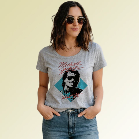 Remera Michael Jackson Beat It - TALLE L DAMA GRIS