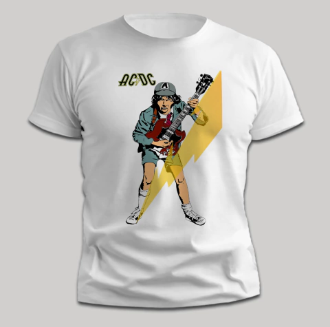 Remera AC/DC - Angus Young Ilustracion - TiendaUke