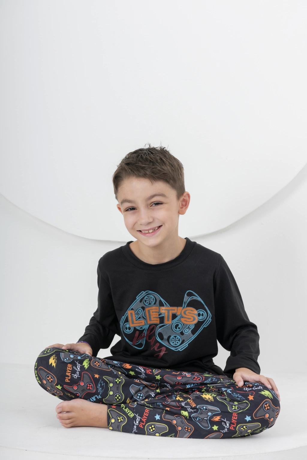 5409 Set pijama kids c/estampa y pant modal gamuzado estampado joystick