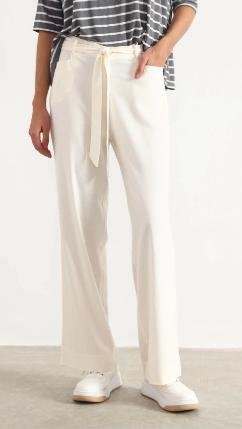Pantalón Con Lazo Rosal Blanco