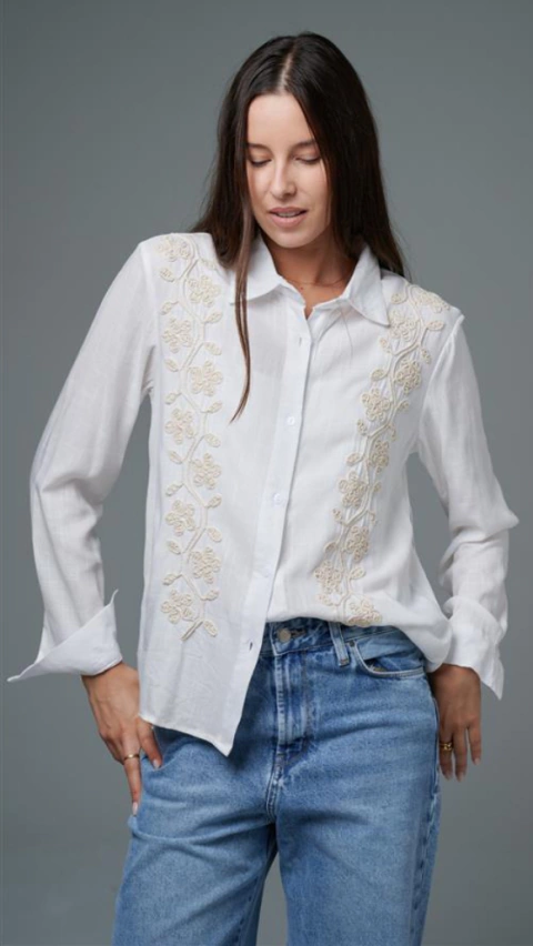 Camisa Lino Bordada Fran