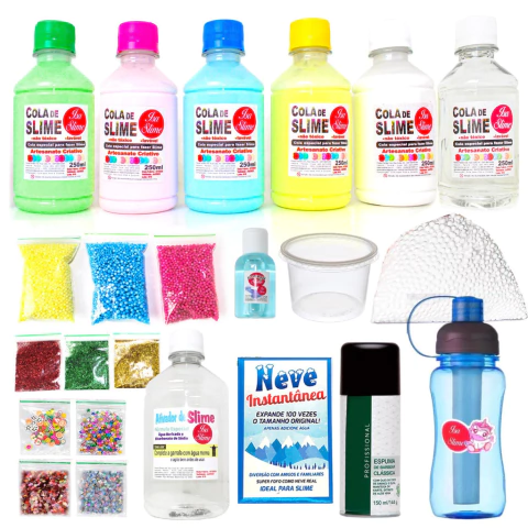 Kit Para Fazer Slime Colas Brancas - ISA SLIME | Kits faça você mesmo e novidades criativas pra soltar a imaginação.