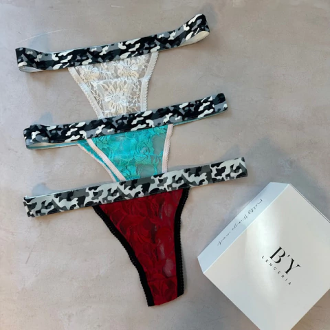 Less de puntilla con elástico estampado X 3 - comprar online