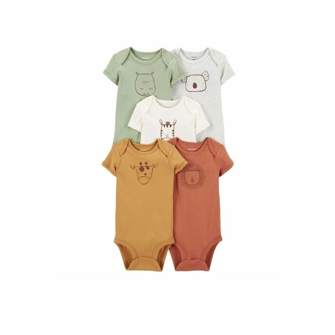 Carter's Pack 5 Bodies Mangas Cortas Animalitos (1p559610)