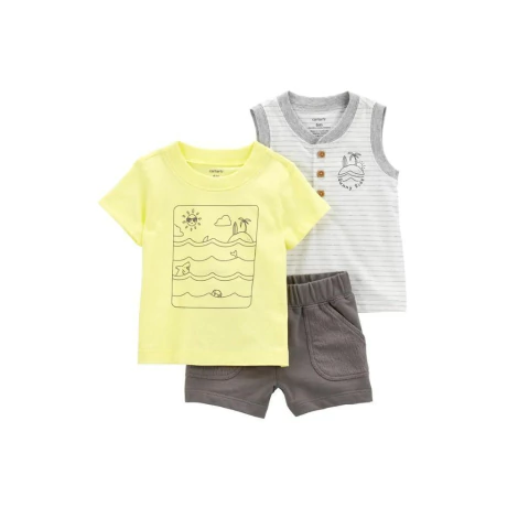 Carter's Set 3 Piezas Remera Mangas Cortas Remera Musculosa y Short (1r019410)