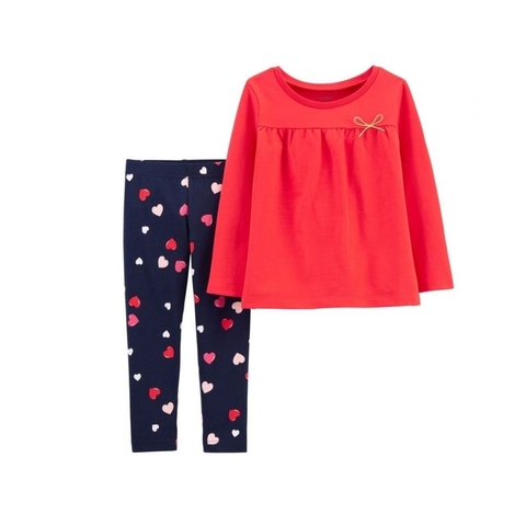 Carter's Set 2 Piezas Remera y Calza "Corazones"