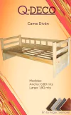 Diván Cama De 1 Plaza  de pino de 0.80 Mts