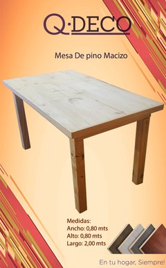 Mesa de pino Macizo 2.00 Mts Pata 3x3