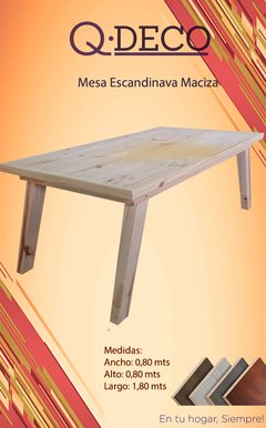 Mesa de pino Macizo Escandinava Vintage 1.80 Mts Pata 3x3