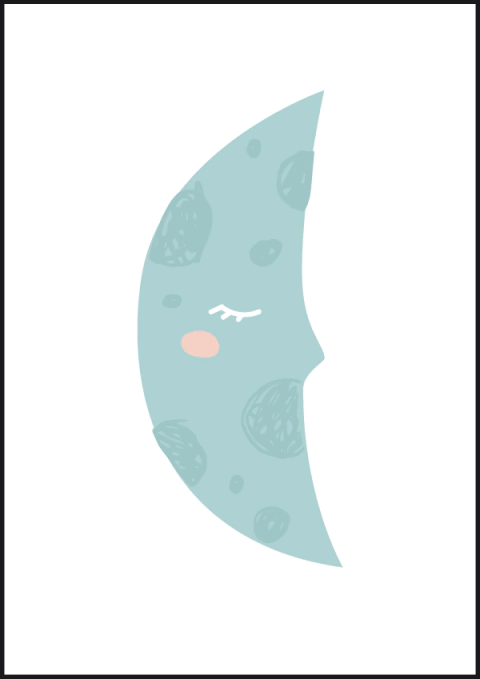 Quadro Decorativo Infantil - Lua Azul