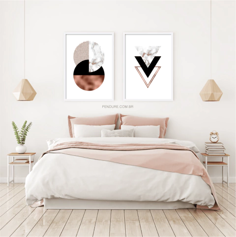 Quadro Decorativo - duo: gold geometric (02)