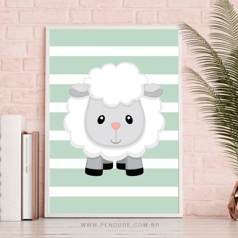 Quadro Decorativo Infantil - Ovelhinha (Verde)