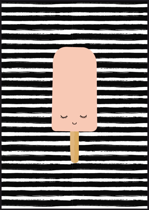 Quadro Decorativo Infantil - Picolé Rosa - Listras