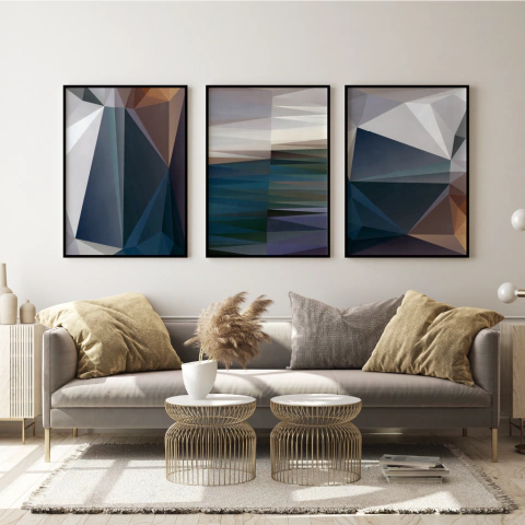 Quadro Decorativo - trio: geométrico azul 2