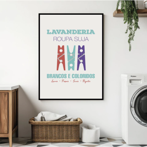 Quadro Decorativo - Lavanderia (Brancos E Coloridos)