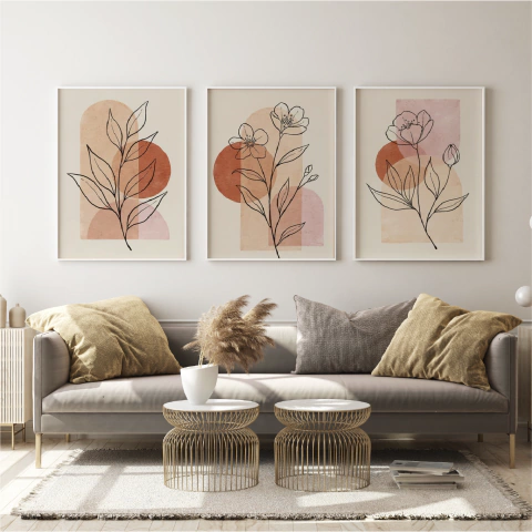Quadro Decorativo - Trio: Flores Coloridas