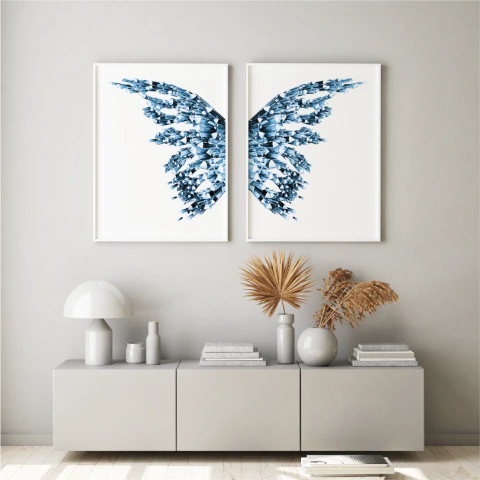 Quadro Decorativo - duo butterfly wings blue light