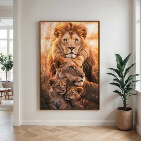 Quadro Decorativo em Canvas - Família de Leões - comprar online