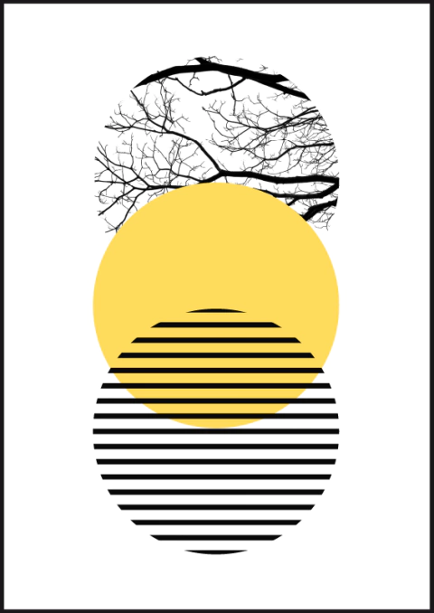 Quadro Decorativo - Amarelo + Galhos