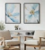 Composição Dois Quadros Decorativos em Canvas - Flores Abstratas Azul na internet