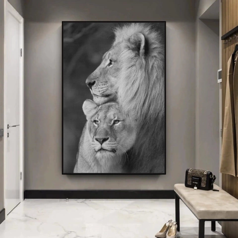 Quadro Decorativo - Leão e Leoa (Canvas)