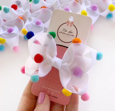 Laço Ana (M) pompom Branco