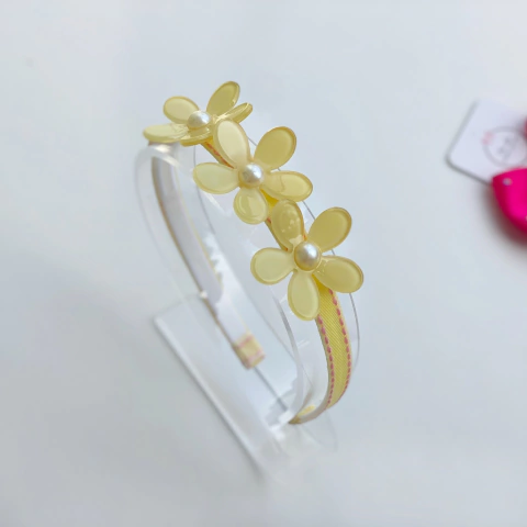 Tiara Flor Amarelo Acrilico