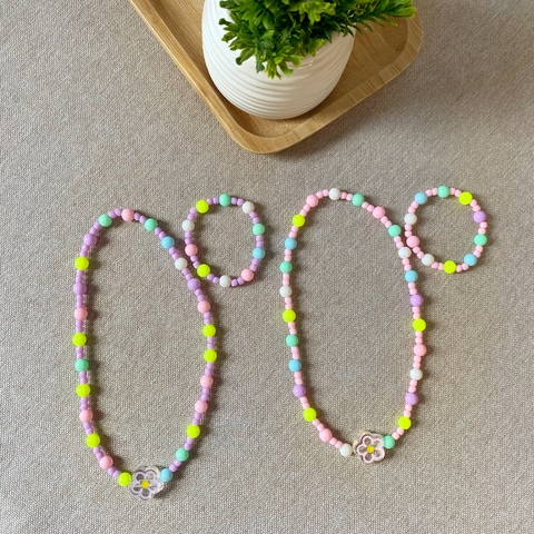 Kit Colar e Pulseira Flor