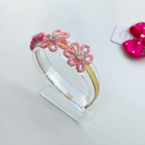 Tiara Flor com Pompom