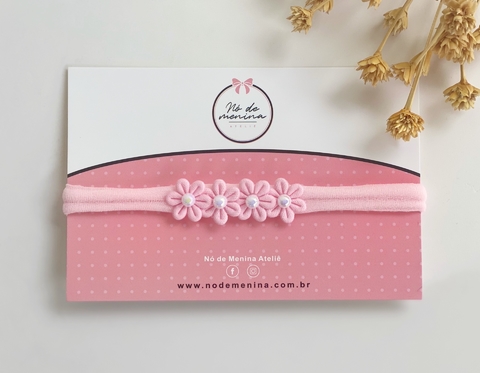 Faixa florzinhas rosa bebê